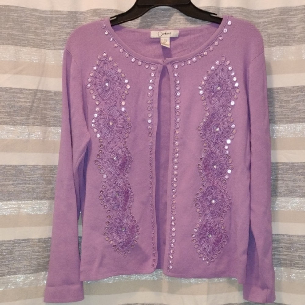 Purple Embellished Cardigan
